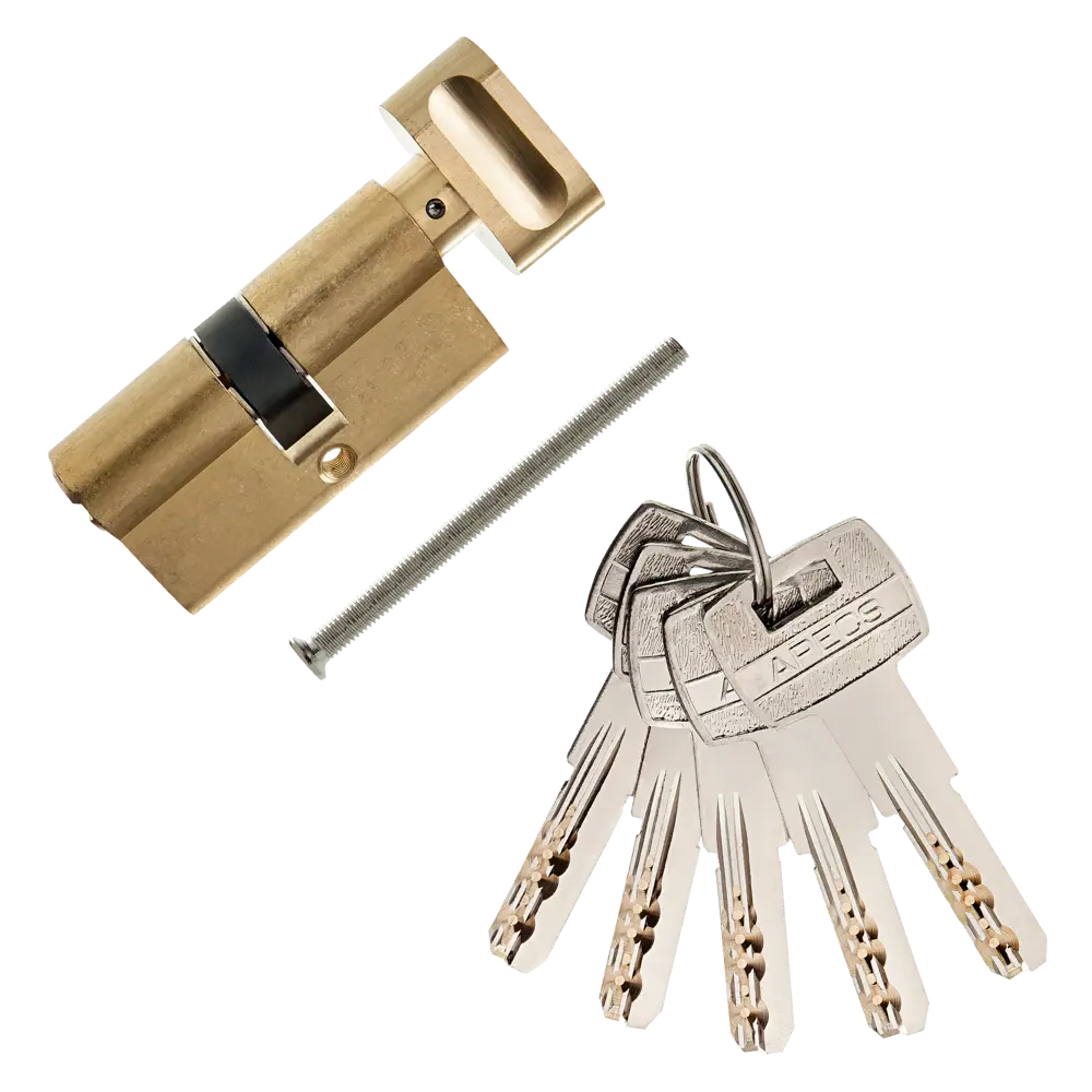 Цилиндр Apecs SM-60, 30х30 мм, ключ/вертушка, цвет золотой STLM-2203048 - Вид №1