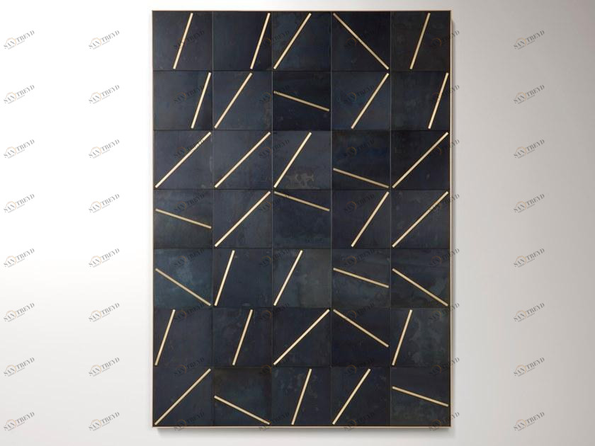 DE CASTELLI Панель из черного листа со вставками из матовой латуни Deframe sun-id-1384898