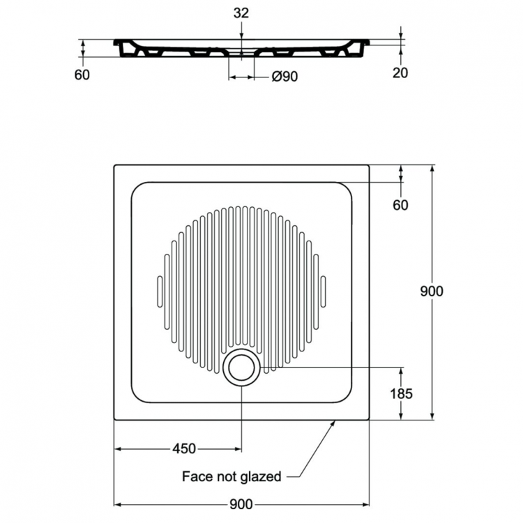 T266501 Душевой поддон 90X90 см Ideal Standard CONNECT - Вид №1