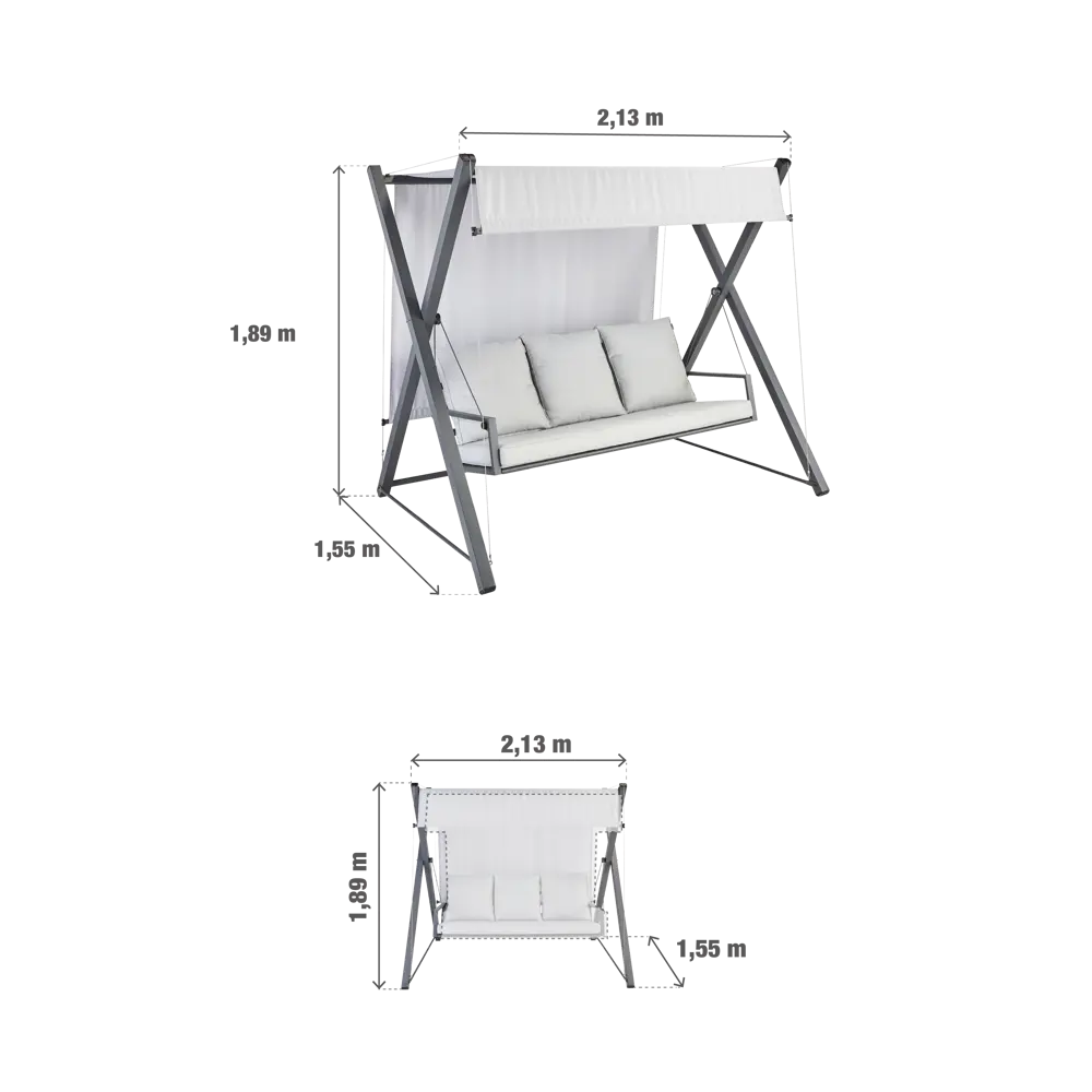 Качели садовые BEGINIA Odyssea сталь светло-серый STLM-2115748 - Вид №20