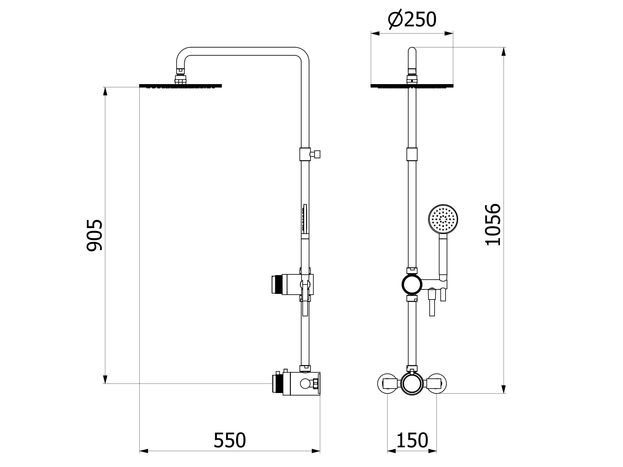 Настенная термостатическая душевая колонна с ручным душем IB Reflex ARCH-00086008 - Вид №2