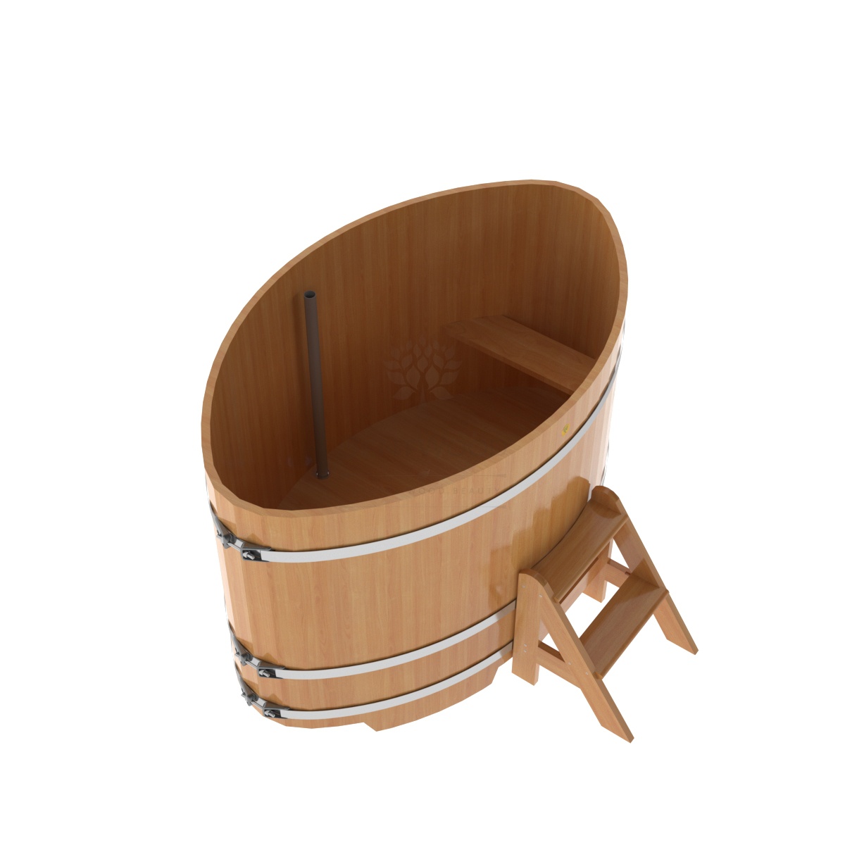 1178 Купель овальная из лиственницы 1,08х1,75х1,1 натуральная премиум Alyarus  - Вид №1