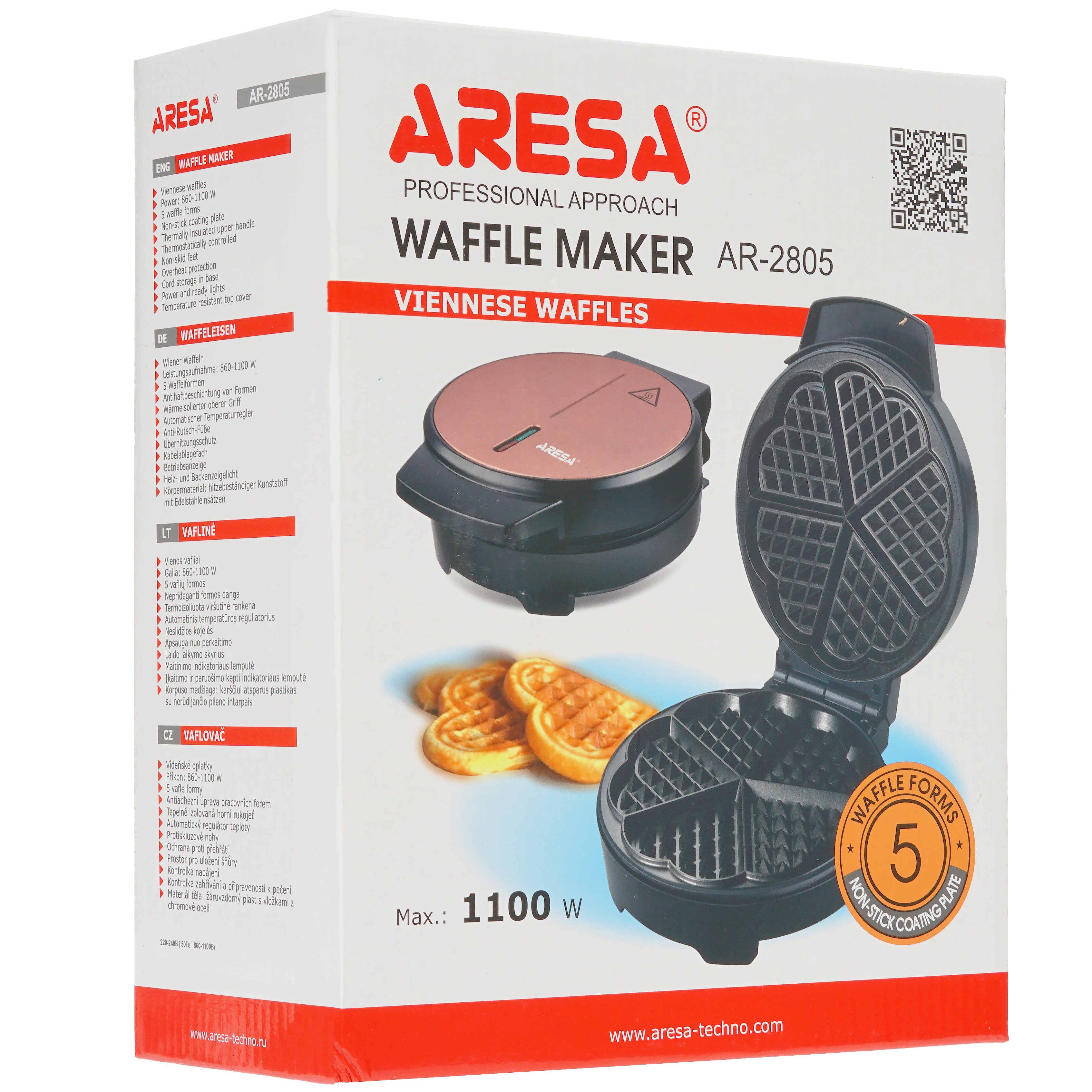 5300811 Вафельница Aresa AR-2805 розовый STDN-0100050 - Вид №7