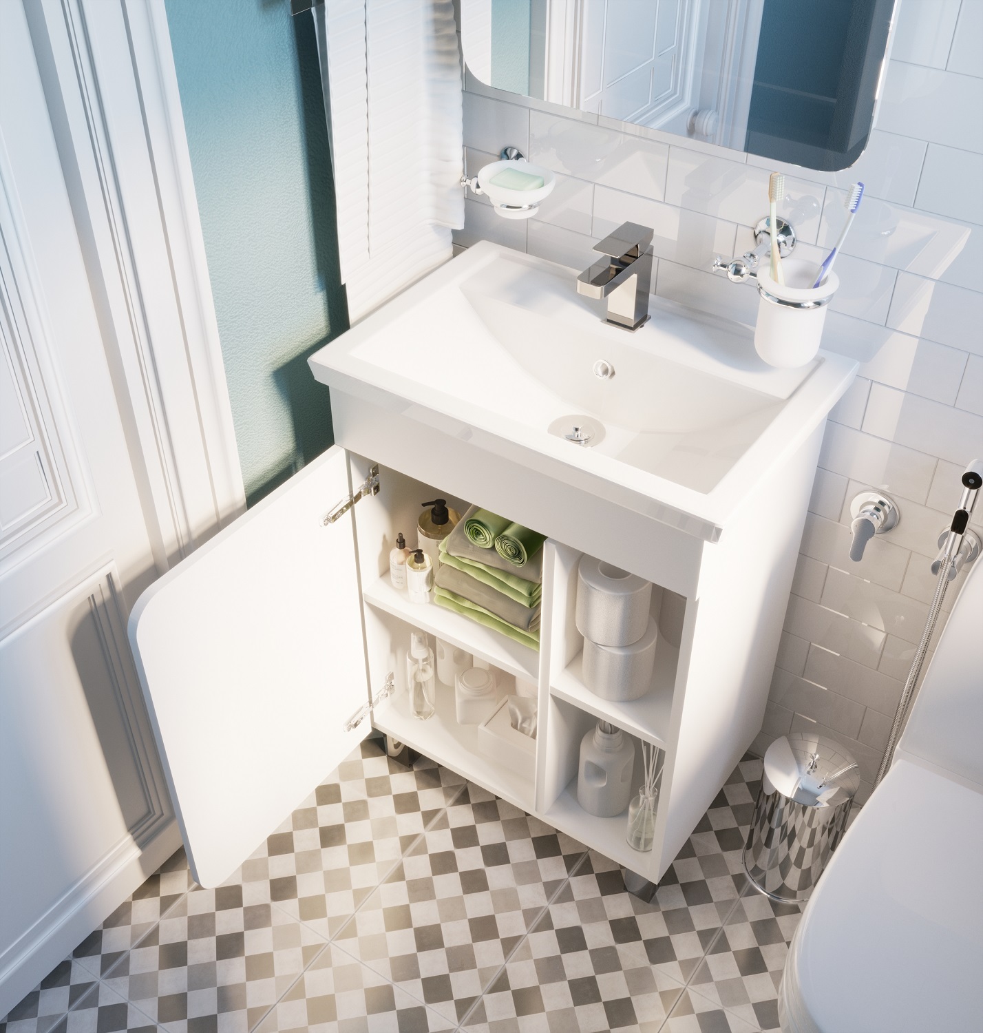 У76055 Тумба Nuvo 60Н 1д. Белый глянец 1 Marka NUVO  - Вид №3