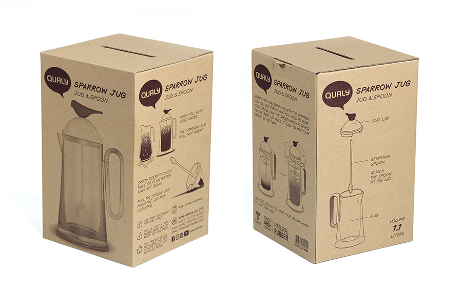 QL10301-WH-WH Кувшин sparrow с ложкой, белый Qualy  - Вид №3