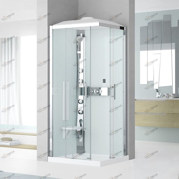 Душевая кабина 80x80 GLAX 3 A80 HYDROMASSAGE Novellini GLAX 3 с низким душевым поддоном, серебристым профилем и крышей с парогенератором GL3A80M1N1B