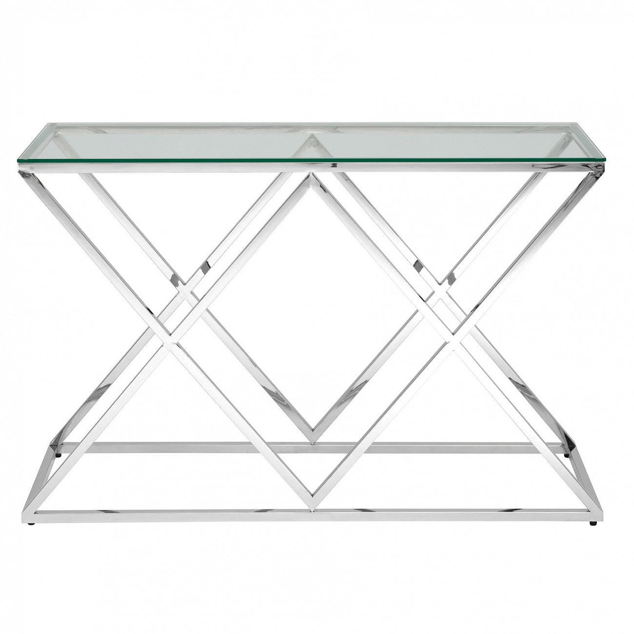 Консоль стеклянная 120х40 см прозрачная с серебром "Инсигния" STOOL GROUP  00-3881885 Серебро  - Вид №3