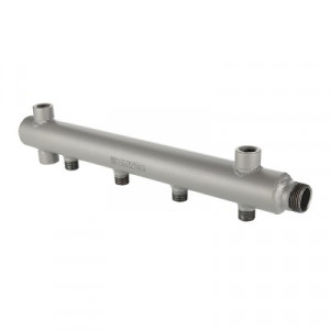 VTc.510.BS.060405 Коллектор из стали с межосевым расстоянием выходов 100 мм Valtec 1", 5 x 1/2"