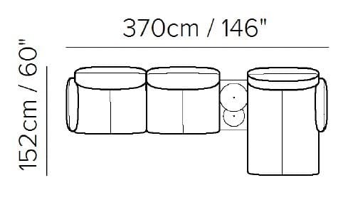 Ткань и кожаный диван с журнальным столиком с шезлонгом Natuzzi Italia Solar ARCH-00058538 - Вид №2