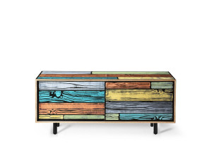 Низкая фанера ТВ шкаф с раздвижными дверями