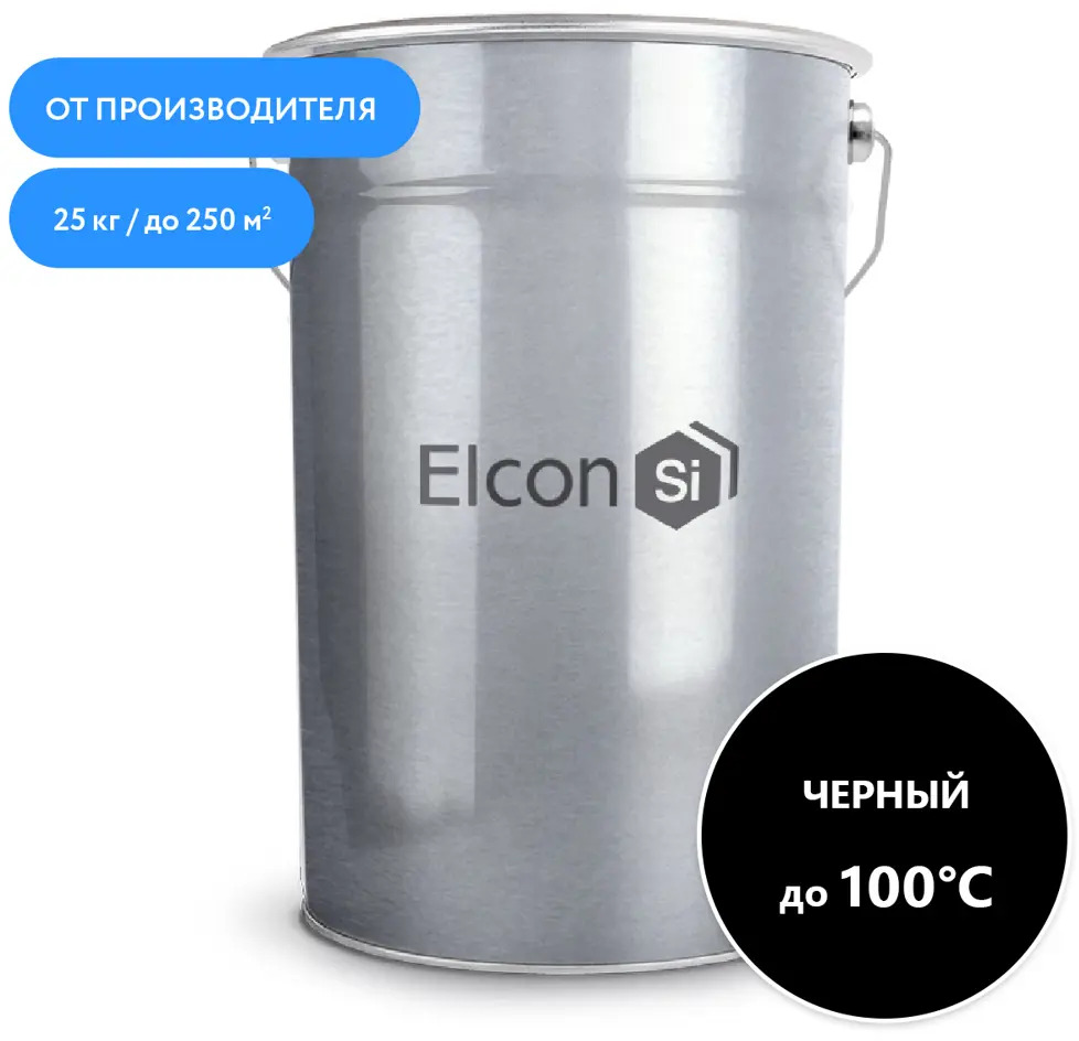 91051527 Грунт-эмаль ELCON ОС-12-03 до 100 градусов цвет черный 25 л STLM-0853808