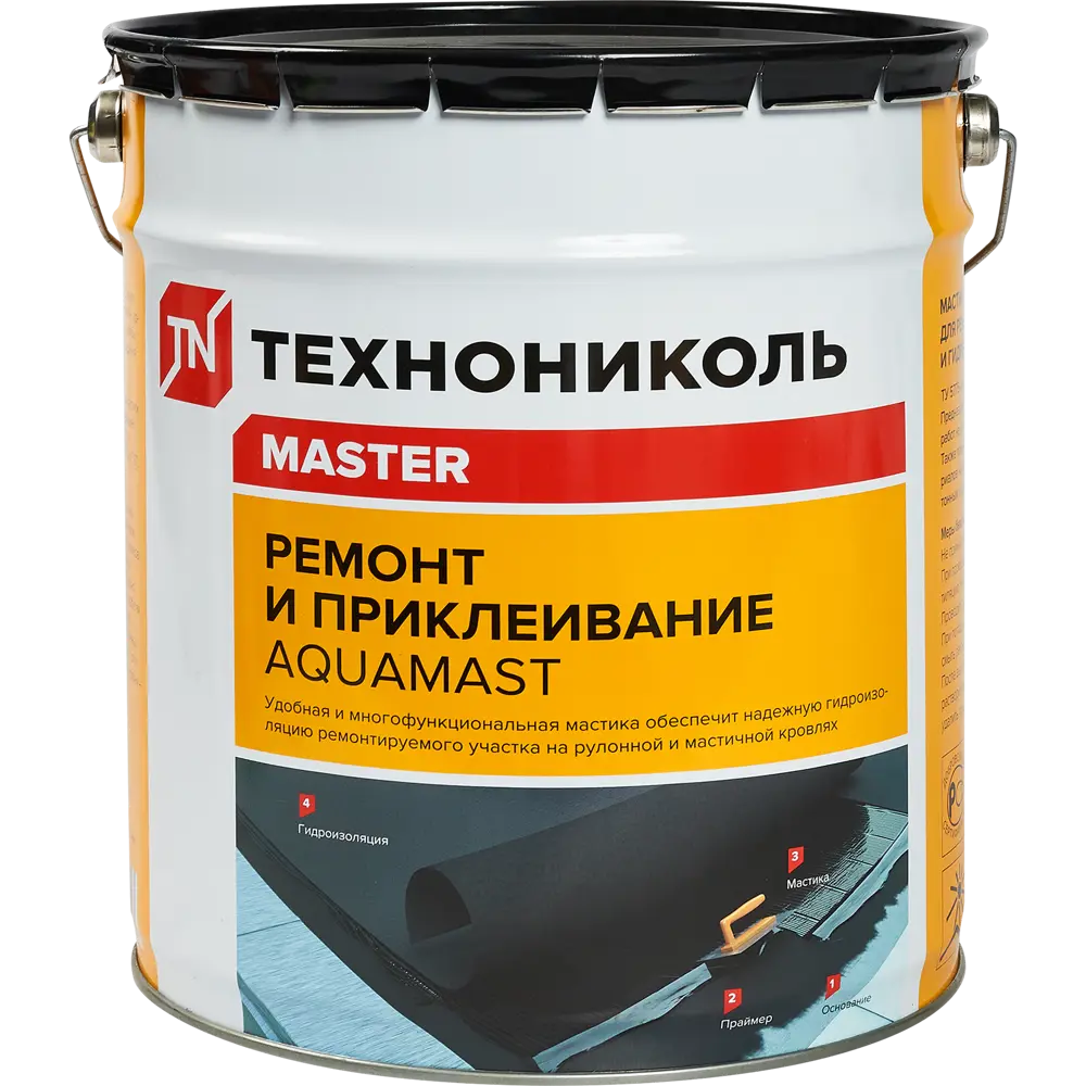 Мастика для ремонта и приклеивания Технониколь AquaMast 18 кг Aquamast ремонт и приклеивание STLM-2060751