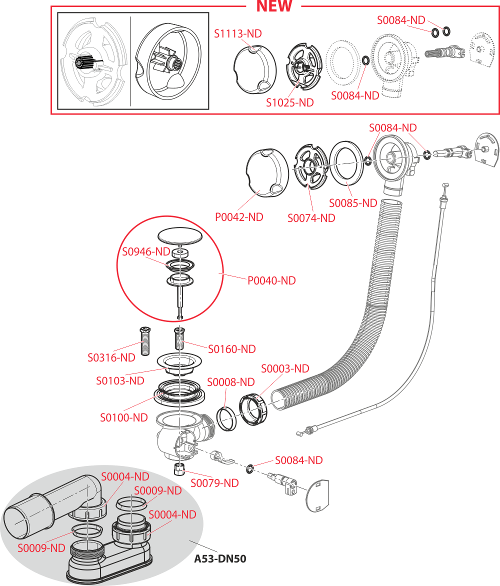 Сифон для ванны автомат комплект, белый ALCAPLAST A51BM - Вид №1
