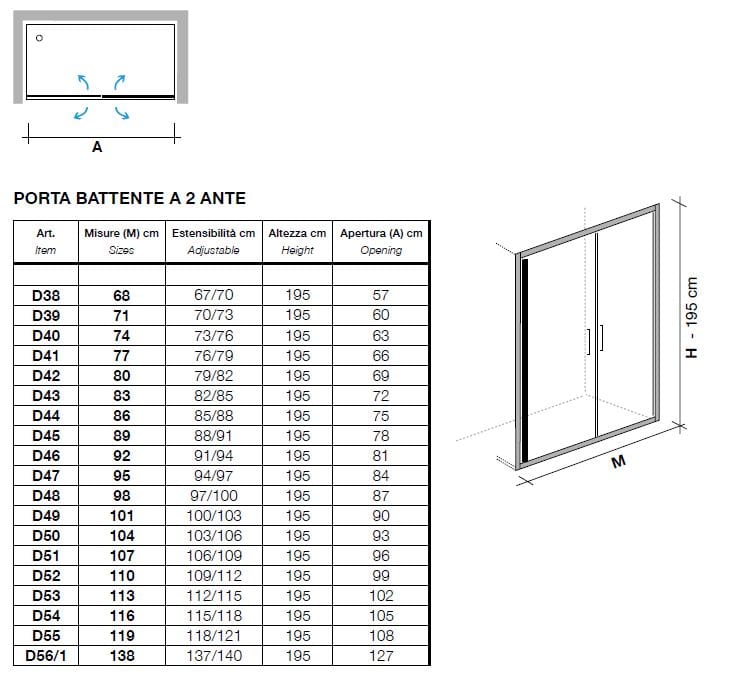 Хрустальная ниша душевая кабина с распашной дверью Metidea Рубин ARCH-00071275 - Вид №2