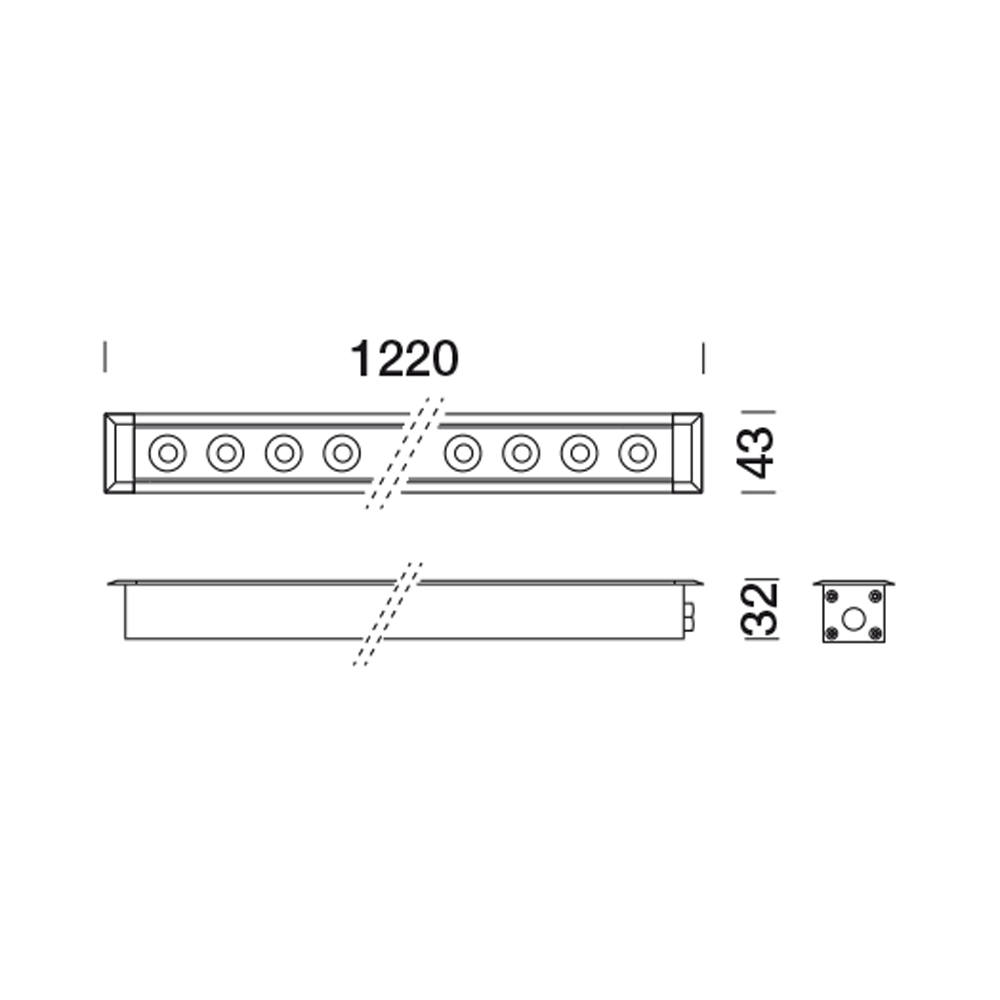 8398607 Встраиваемый в пешеходный пол Platek MINI CORNICHE Incasso   MINI CORNICHE 1200 mm - 32 LED RGBW Elliptical  - Вид №6