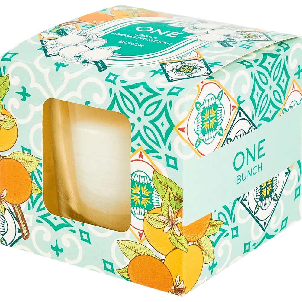 Свеча ароматическая в стакане Bunch зеленая 6 см AROMA HARMONY STLM-2114307