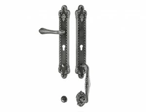 0J2417.85Y.71 Комплект входной двери с замочной скважиной европрофиль 85мм Античное серебро