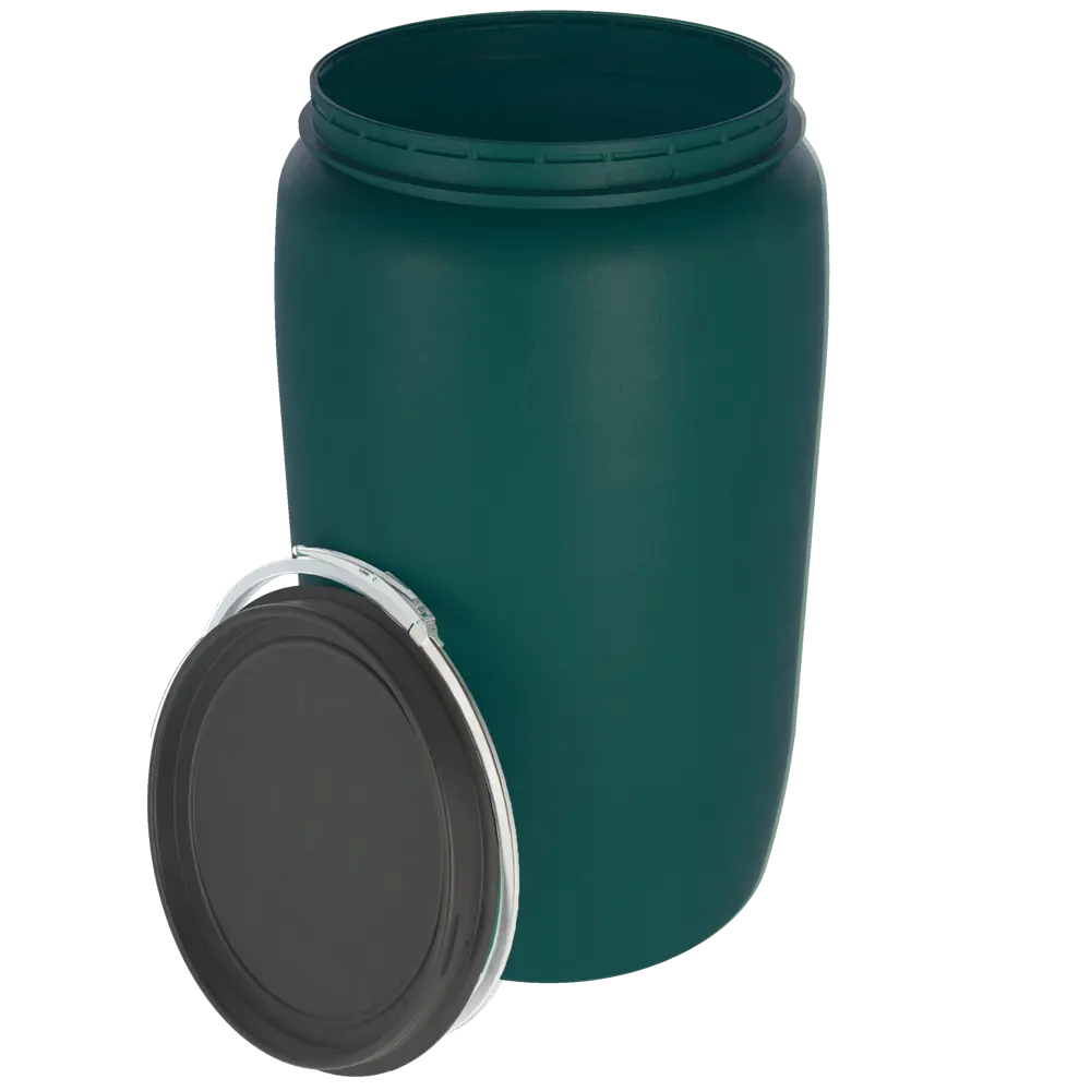 Бочка BEGINIA 227 л пластиковая зеленая с крышкой 89403520 STLM-1565298