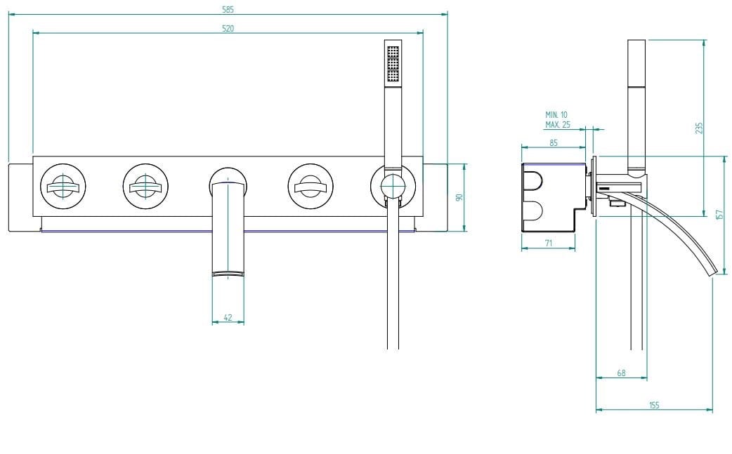 Настенный набор для ванны с ручным душем с пластиной Zazzeri ARCH-00134780 - Вид №3