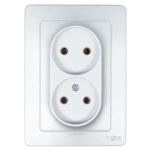 Розетка двойная встраиваемая Systeme Electric Blanca 16 А без заземления цвет алюминий