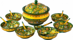 10660469 Хохломская Роспись Набор д/грибов 14 пр (Высшая категория) Дерево