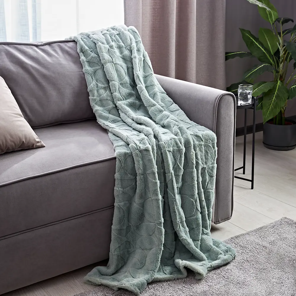 СТОЛИЦА ТЕКСТИЛЯ Плед Shapes - изысканный велсофт в сочном зеленом 88035587 STLM-1059878 - Вид №3