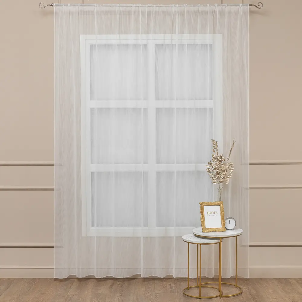 Тюль на ленте Premium 300x260 см цвет кремовый AMORE MIO STLM-2062635