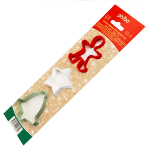 Форма для печенья 7x6.5 см пластик 6 шт цвет бело-зелено-красный