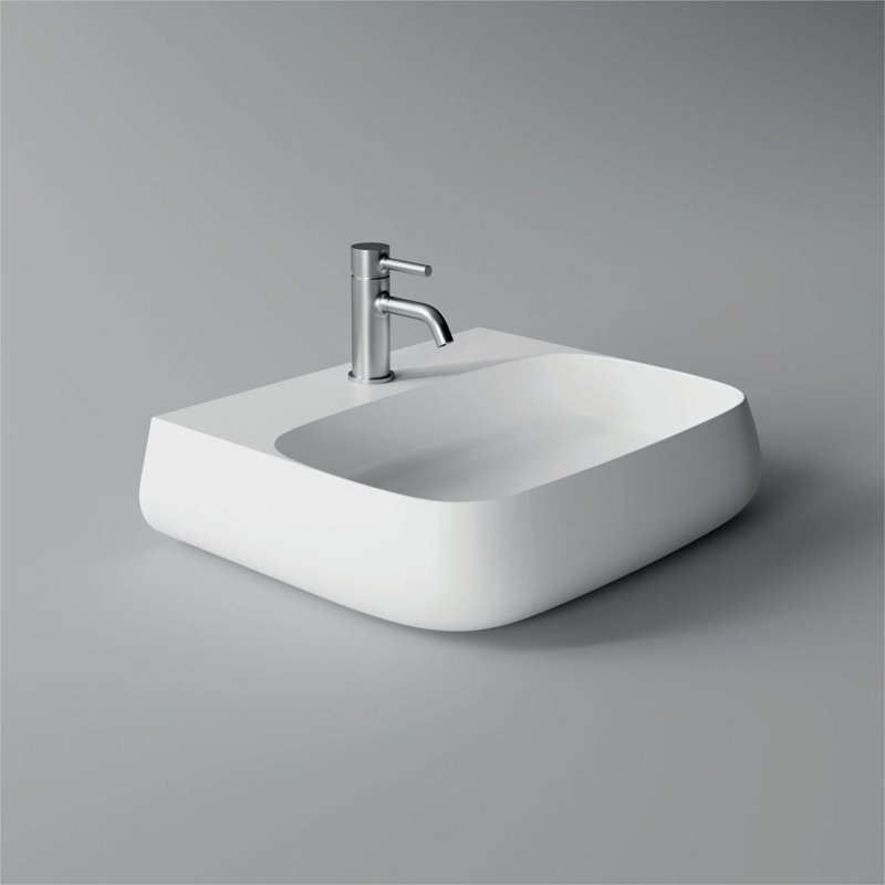 33180101.09 Подвесная раковина 550х450х140 мм Alice Ceramica Nur без перелива с 1 отверстием под смеситель Белый матовый