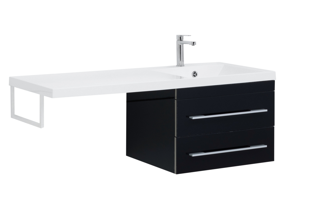 Тумба с раковиной Aquanet Верона 120 R черный (подвесная, 2 ящика) 0018017500239568 - Вид №10
