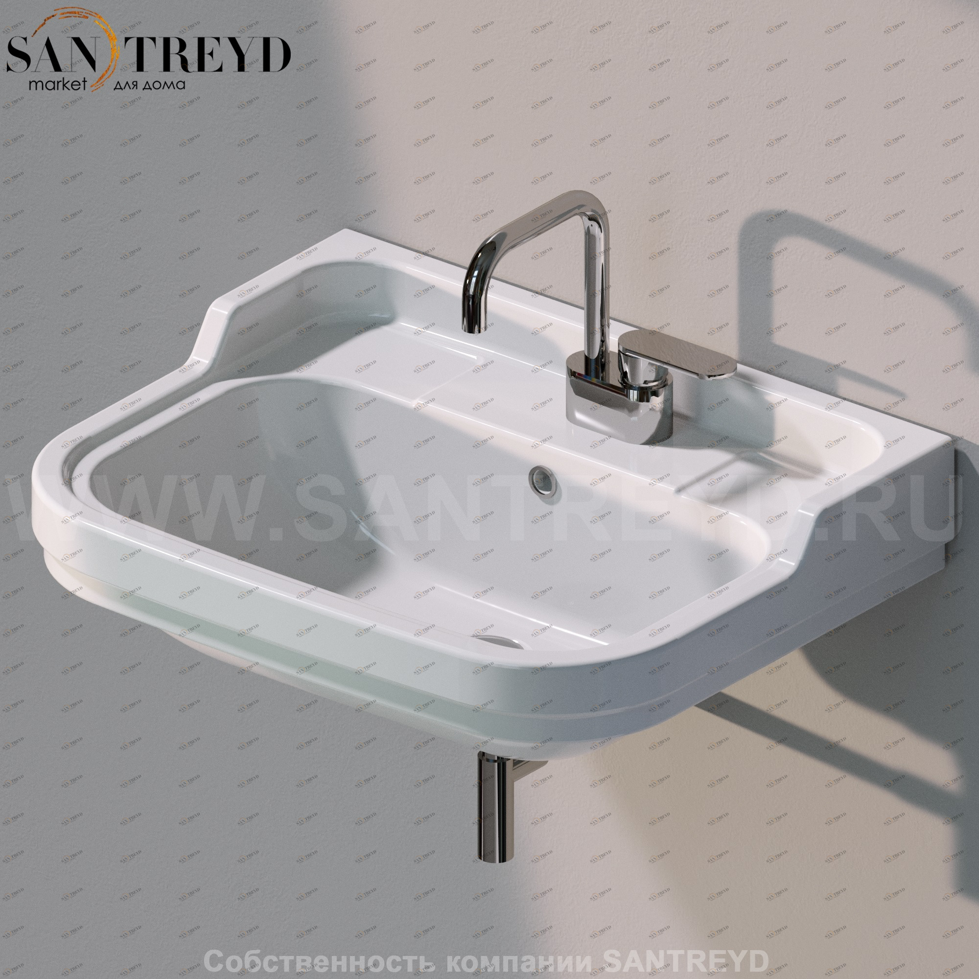 60079016 Подвесная раковина настенная прямоугольная Ceramica Flaminia Efi белая