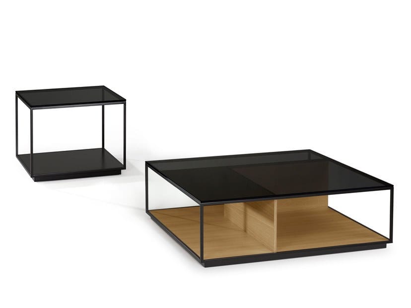 Низкий журнальный столик из дерева и стекла с журнальной стойкой Kendo Mobiliario ARCH-00076318 - Вид №1