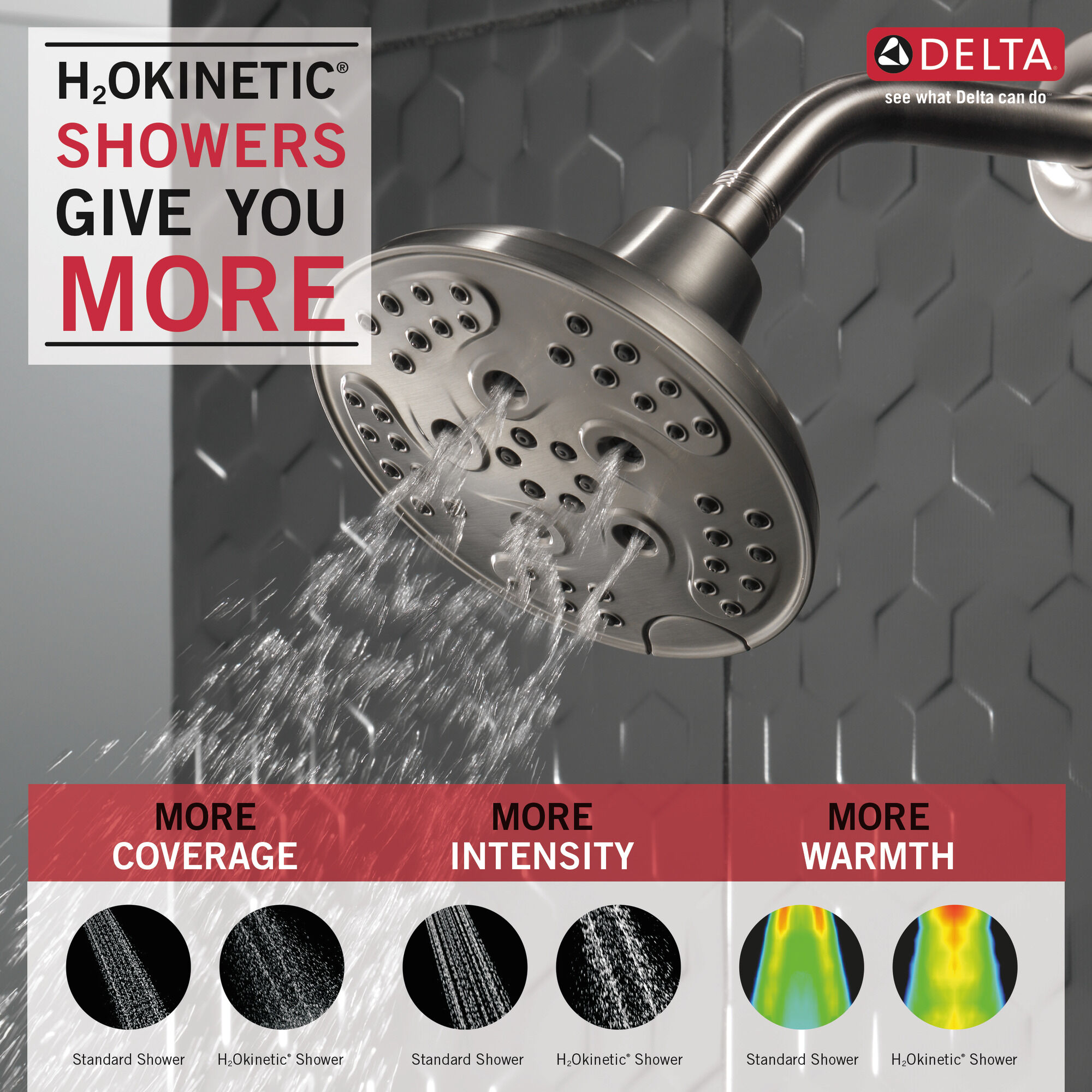H2Okinetic® Переходная душевая лейка Raincan с 5 настройками Delta Faucet 52666-SS - Вид №1