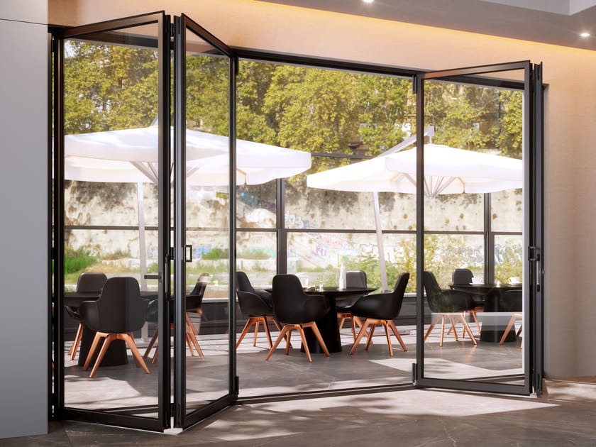 Алюминиевая и стеклянная книжная оконная дверь с замком Alumil Smartia systems ARCH-00150994