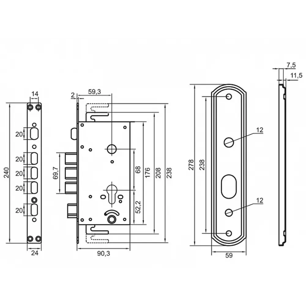 Врезной замок Palladium 405 для входных дверей 18617674 STLM-0011727 - Вид №4