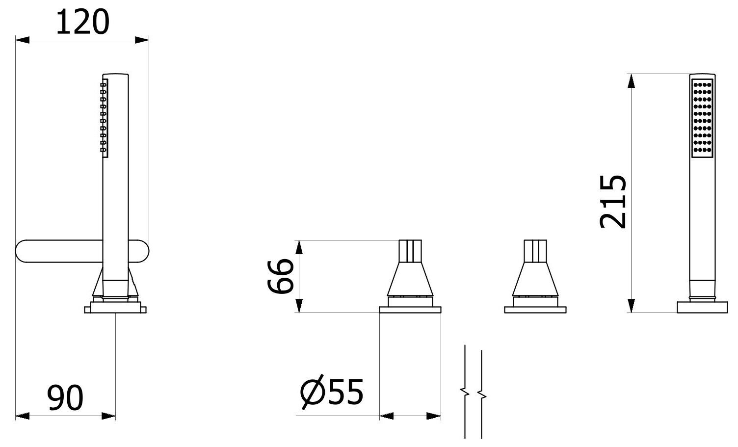 Однорычажный смеситель для ванны с ручным душем IB Soho ARCH-00110934 - Вид №6