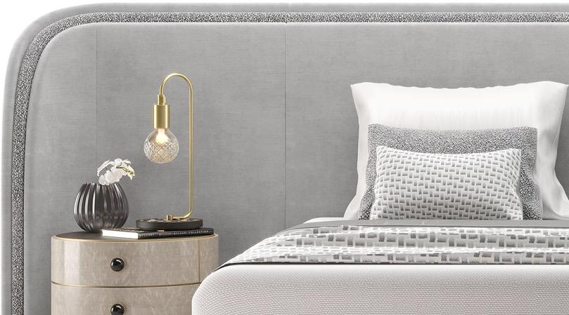 FRATO Кровать king size из бархата с мягким изголовьем  Ffu010011aad  - Вид №2