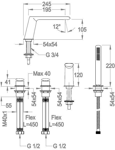 Fir Italia Комплект для ванны Dynamica 88 8848562 - Вид №1