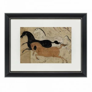 Литография на тонированной бумаге 47х60 см "Арабские скакуны. Старинная литография, Персия, 16 век" КАРТИНЫ В КВАРТИРУ  093791 Бежевый;белый;коричневый;разноцветный