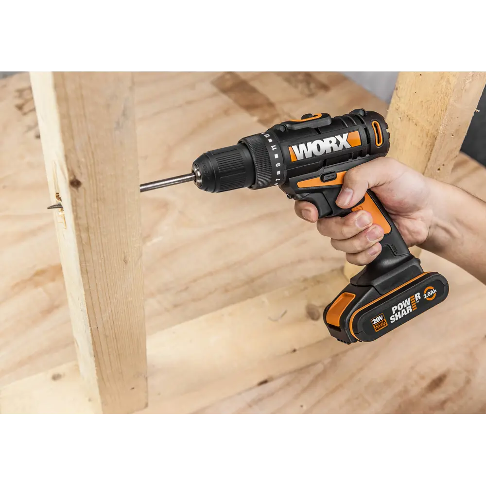Дрель-шуруповерт аккумуляторная Worx WX101.9, 20 В Li-ion без АКБ и ЗУ 82348000 STLM-2122340  - Вид №3