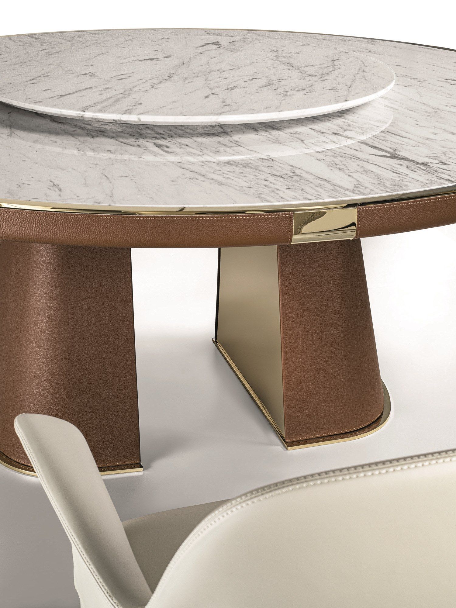 Круглый мраморный стол и основание из кожи и листового металла Longhi Loveluxe 2021-Rhythm'21 collection ARCH-00083399 - Вид №2