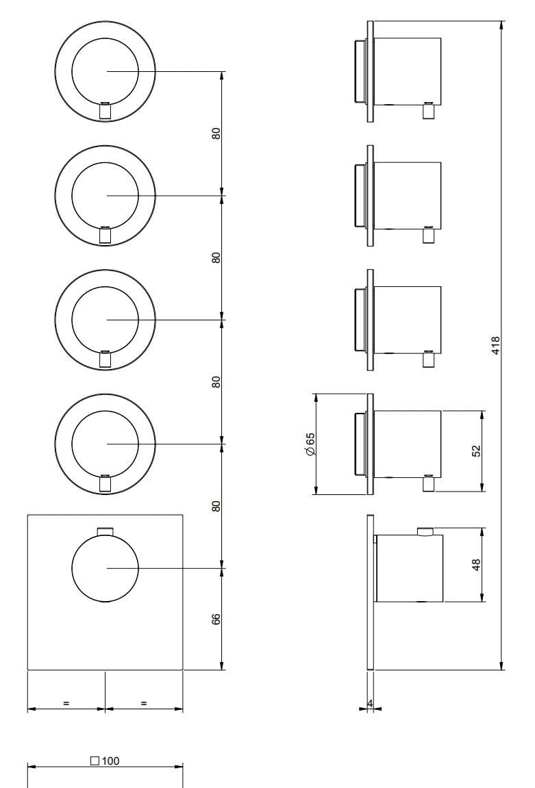 Смеситель для душа с 5 отверстиями из нержавеющей стали Gessi Мелы316 ARCH-00009427