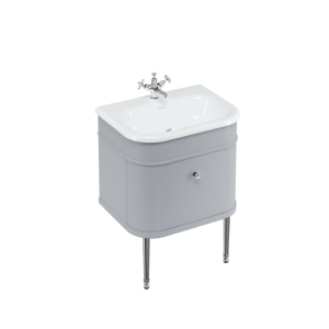 Burlington Chalfont Chalfont 650мм Тумбочка с одним выдвижным ящиком - Классический серый с хромированными ножками CH65G-CHLEGCHR