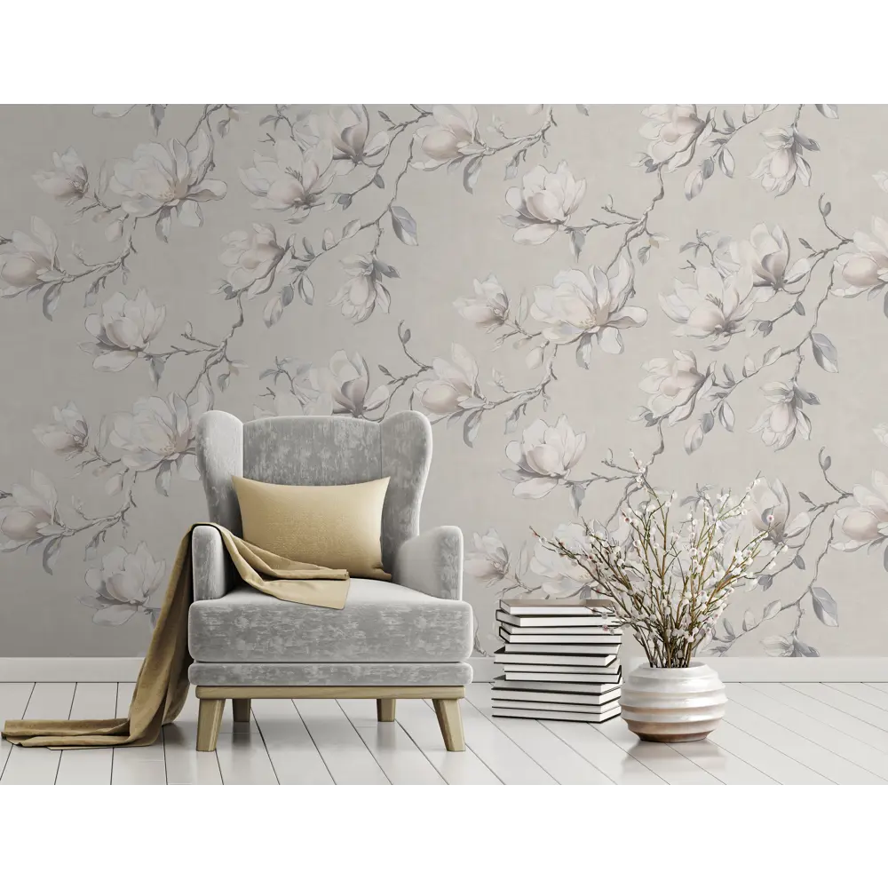 Обои флизелиновые Victoria Stenova Magnolia серые 1.06 м VS585106 89441268 STLM-2056538 - Вид №4