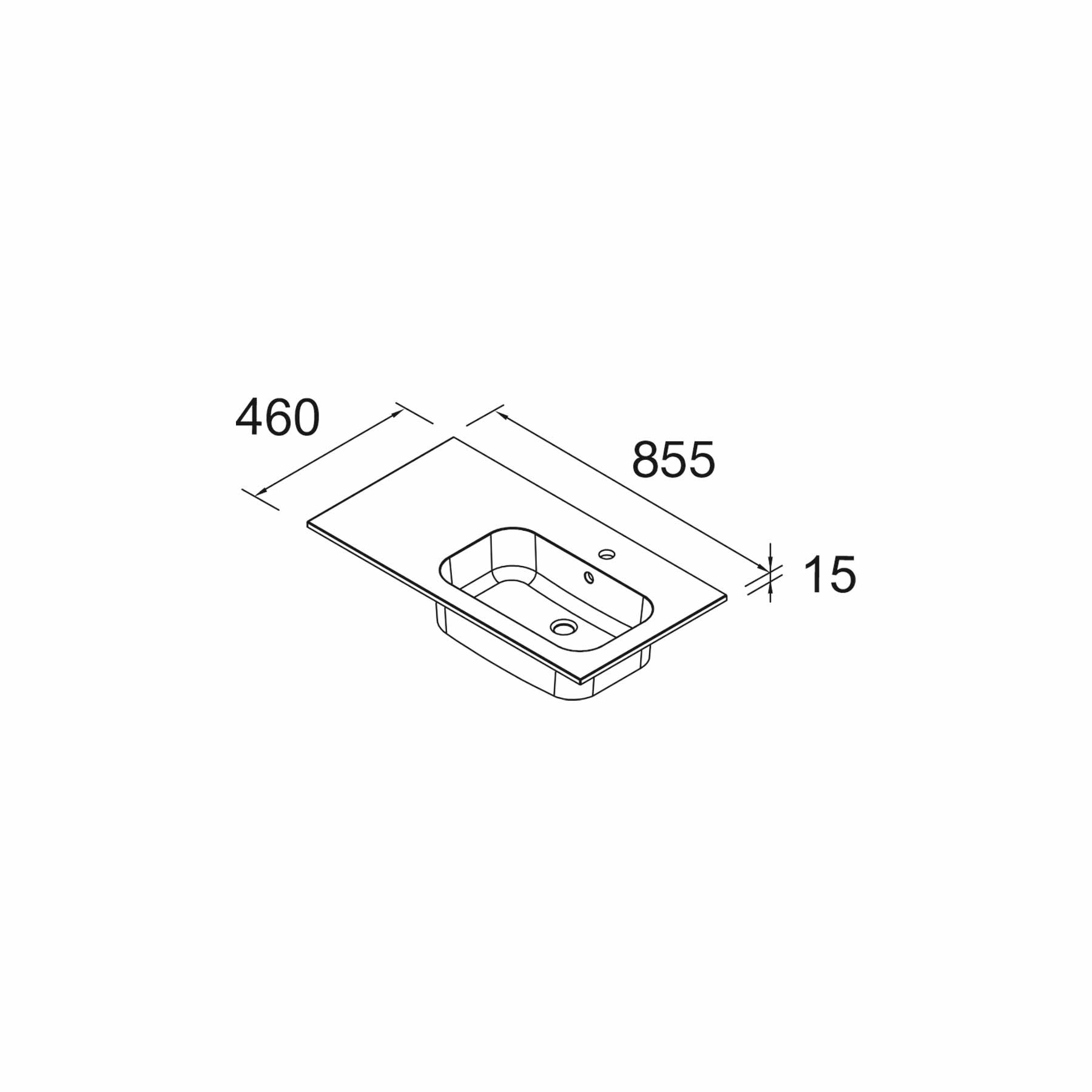 18685 SALGAR Раковина SOFIA 855 Тумба слева MINERALMARMO 855 x 15 x 460 мм - Вид №1