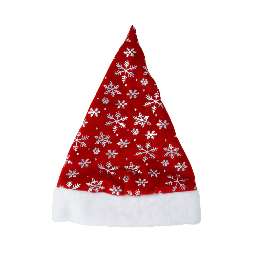 100-6 Колпак новогодний №04 Красный со снежинками Santreyd 