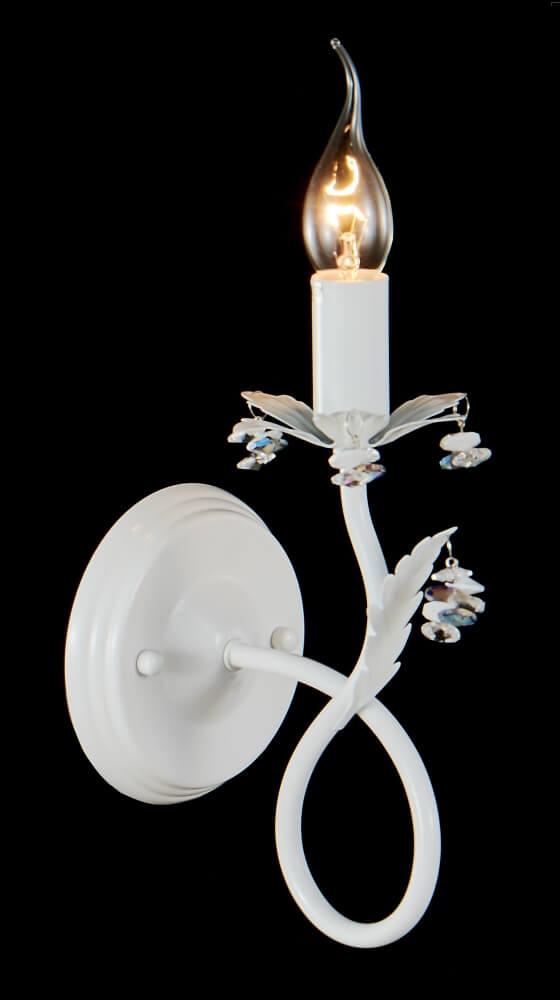 Бра металлическое с подвесками белое Cristina CRISTINA AP1 CRYSTAL LUX СВЕЧА 00-3930385 Белый  - Вид №2