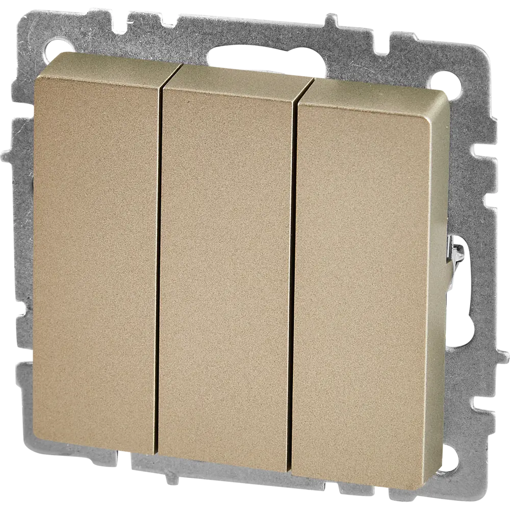 Выключатель IEK Brite трёхклавишный в цвете шампань для современного интерьера 87761745 STLM-1116399