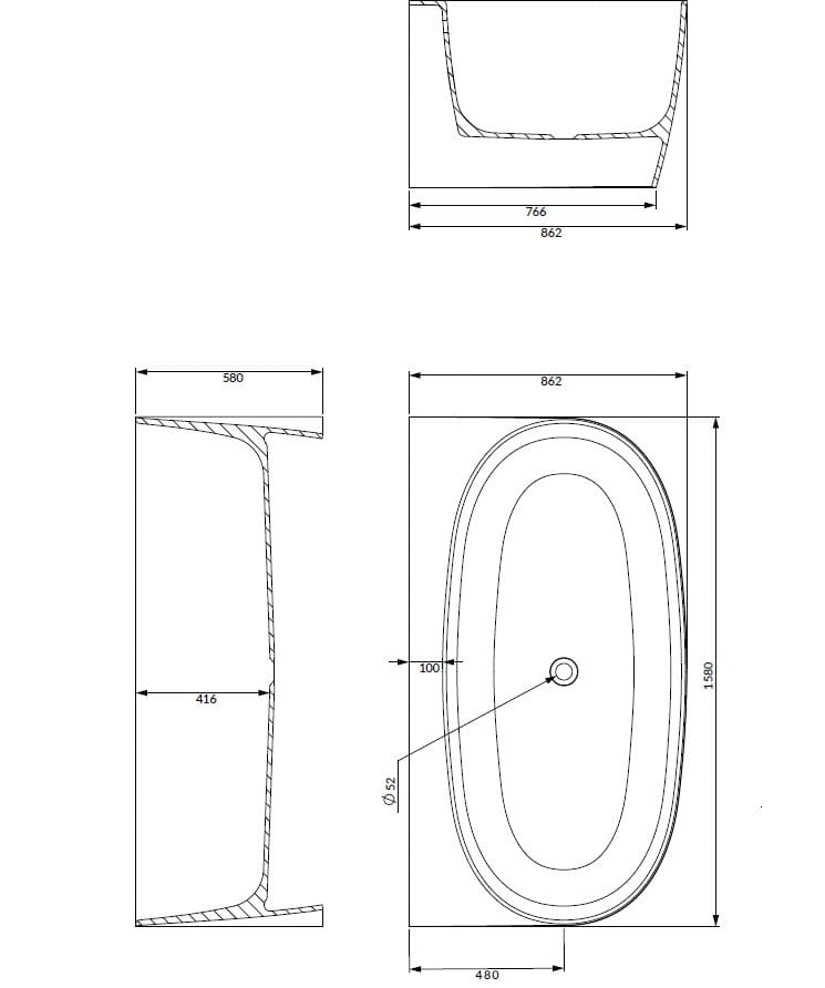 Ванна из композитного материала OMNIRES Valencia M+ ARCH-00035323 - Вид №14