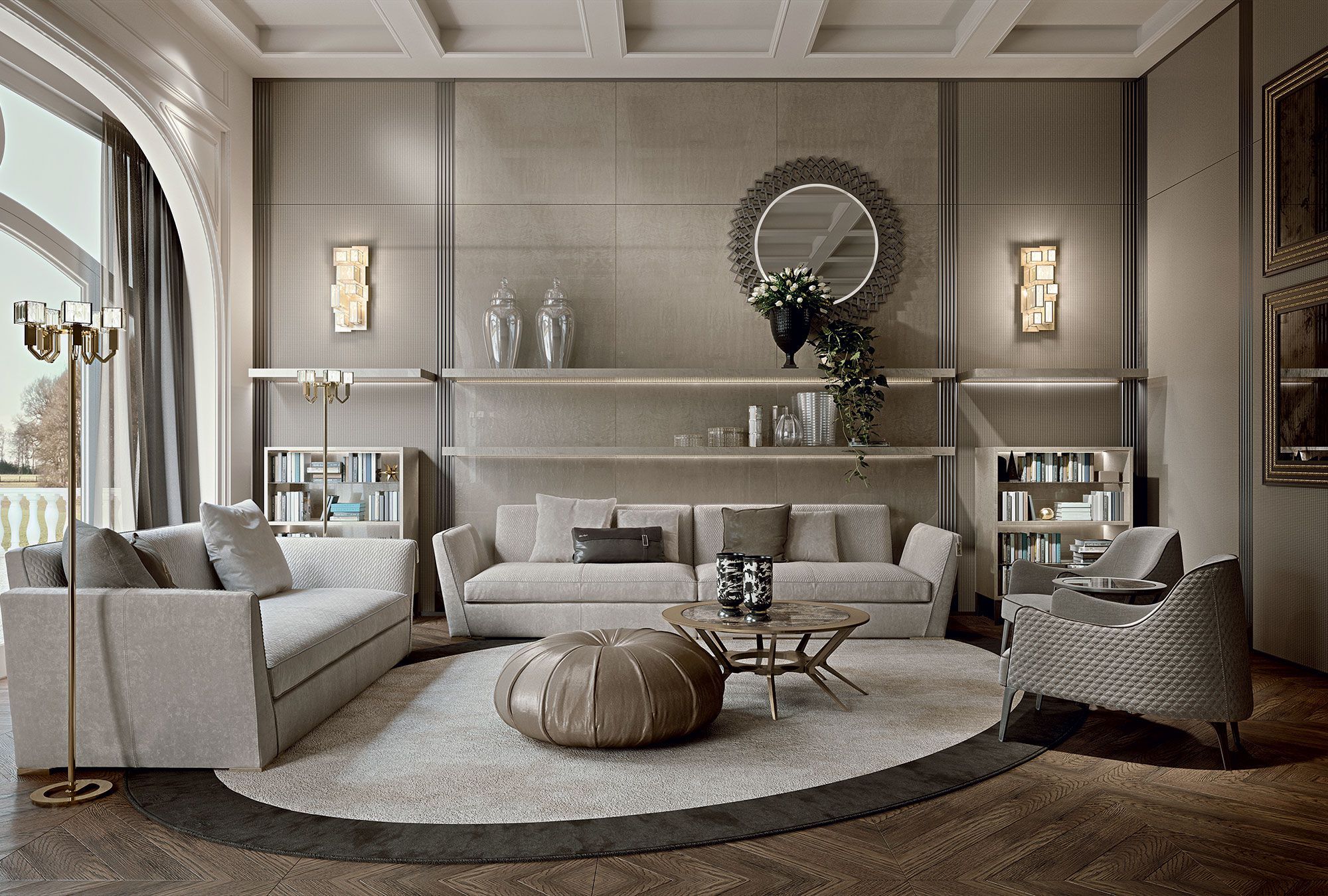 Круглый журнальный столик из мрамора и дерева Vittoria Frigerio DUCCI ARCH-00072772 - Вид №1